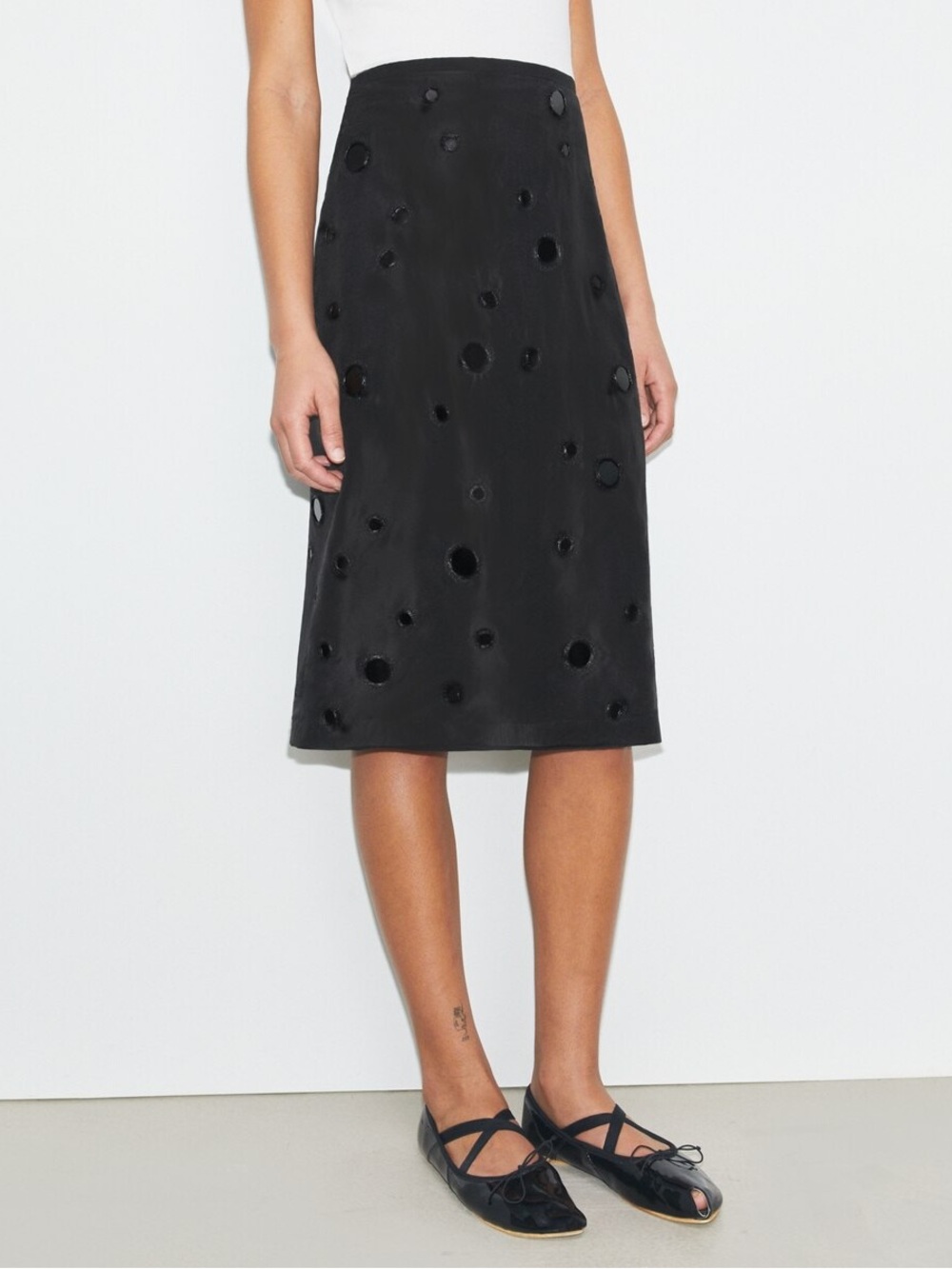 Tory Burch Embellished mirror skirt black size 2